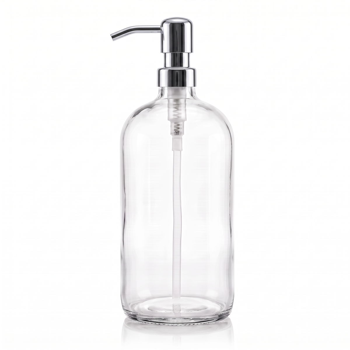 1 Litre Flint Glass Boston Soap Dispenser with Chrome Metal Pump