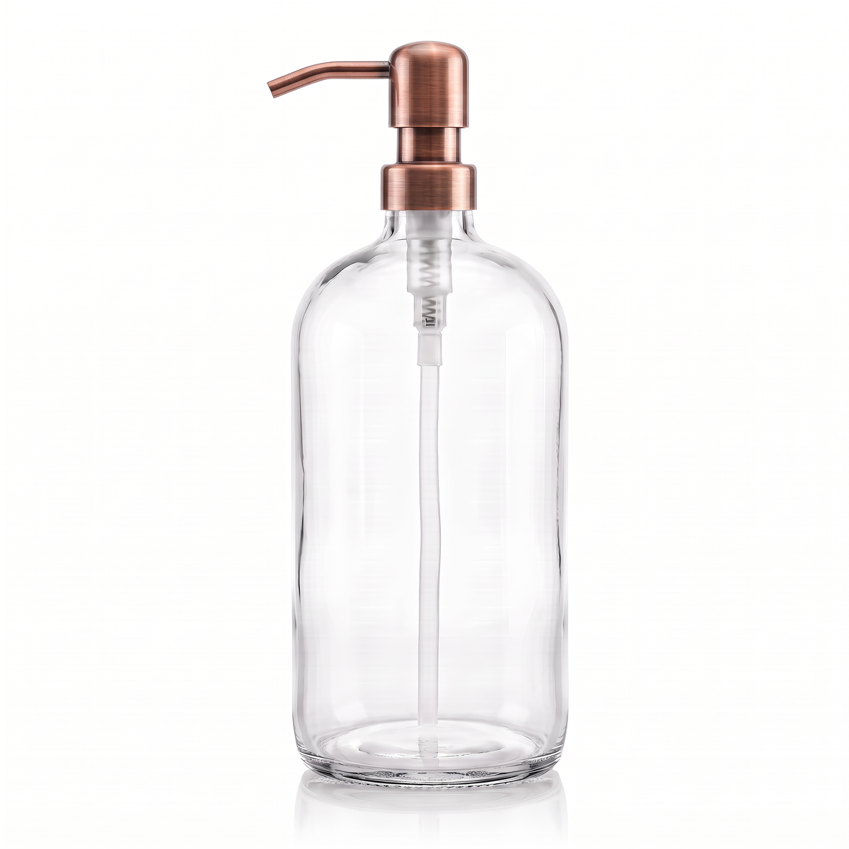 1 Litre Flint Glass Boston Soap Dispenser with Copper Metal Pump