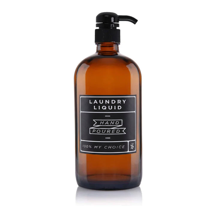 1 Litre Amber Glass Bottle with Laundry Liquid Decal