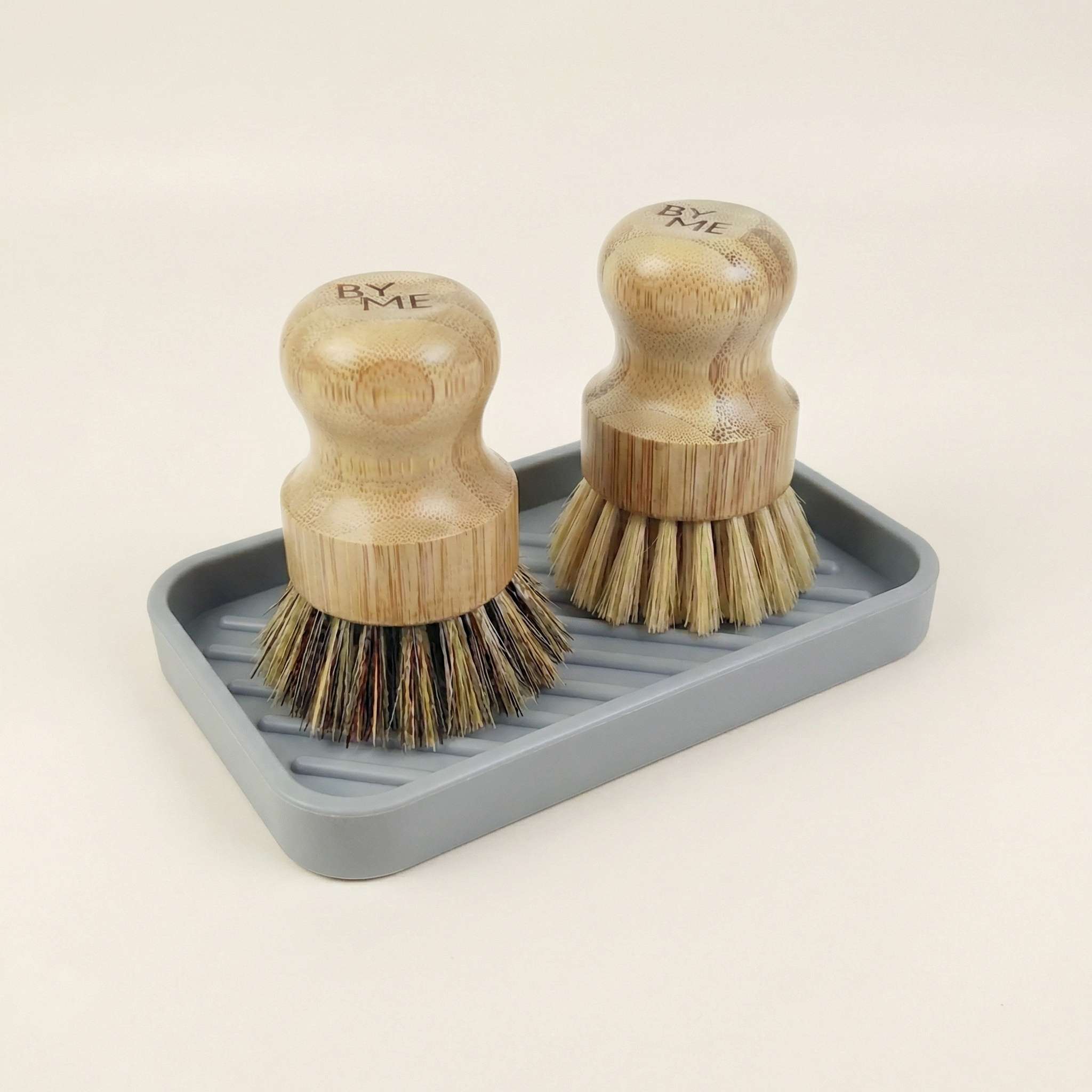 Bamboo Pot Scrubber Set with Grey Silicone Drip Tray image 0