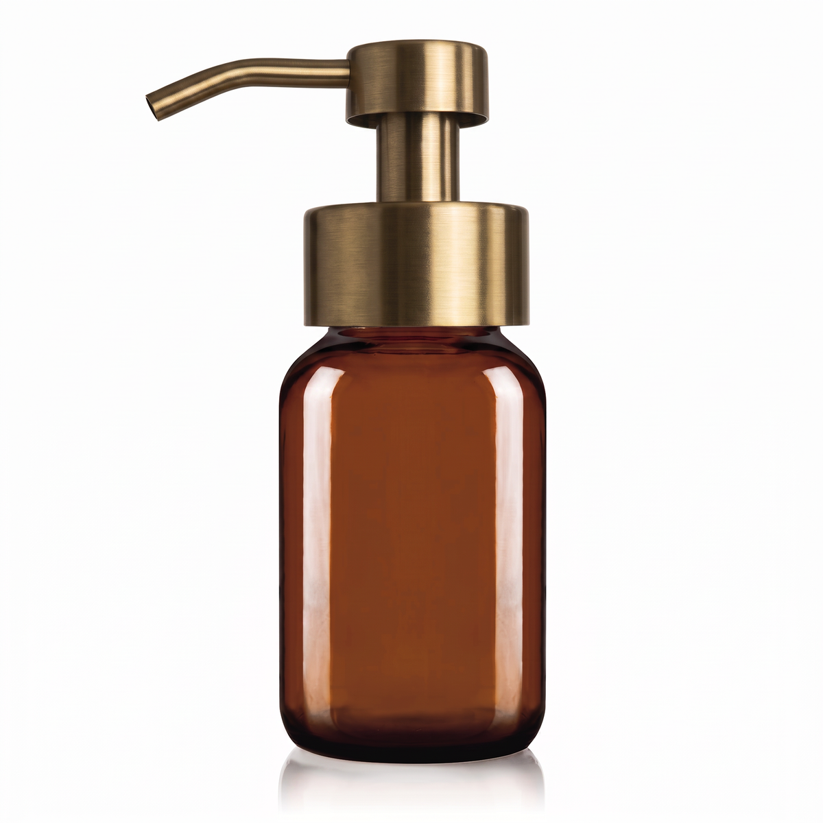 250ml Amber Glass Foaming Soap Dispenser with Brass Pump