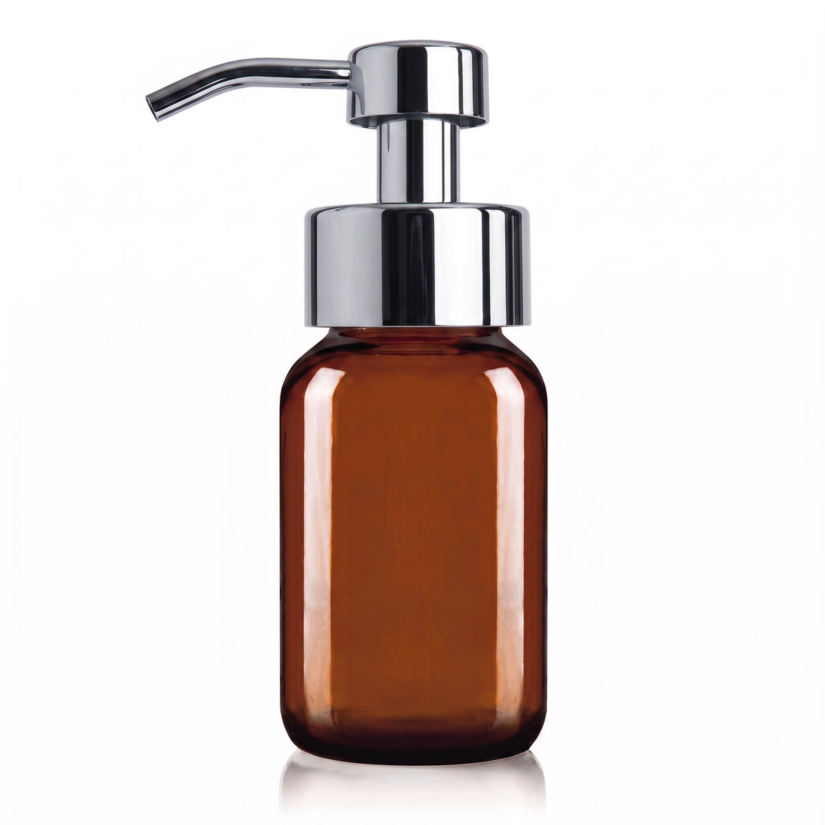 250ml Amber Glass Foaming Soap Dispenser with Chrome Pump