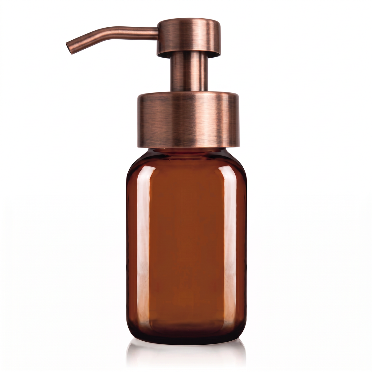 250ml Amber Glass Foaming Soap Dispenser with Copper Pump