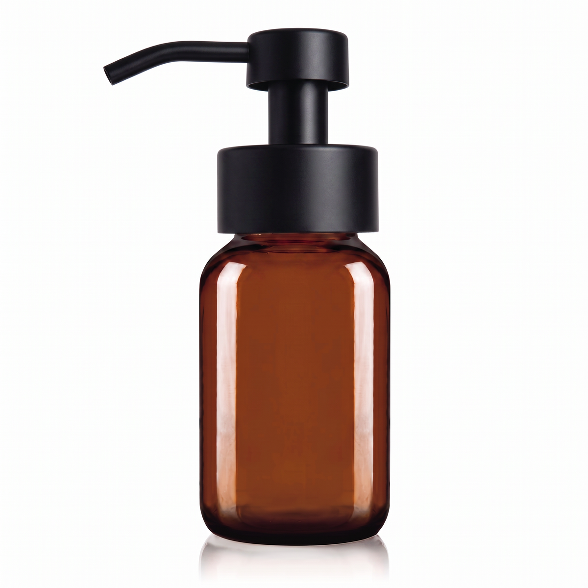250ml Amber Glass Foaming Soap Dispenser with Matt Black Pump