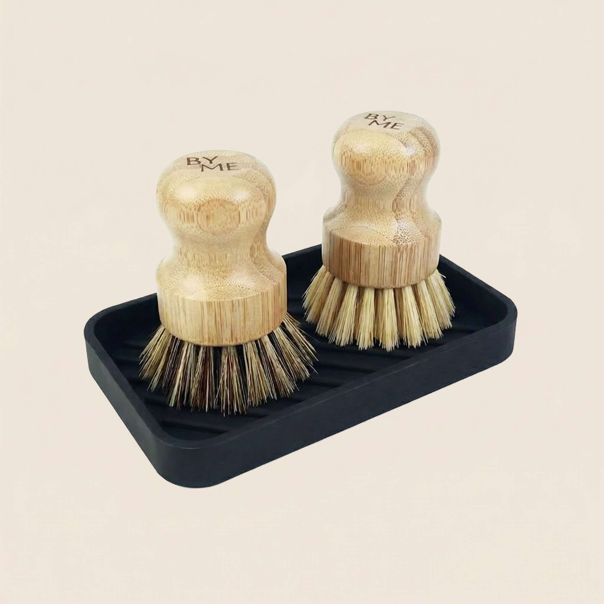 Bamboo Pot Scrubber Set with Black Silicone Drip Tray image 0