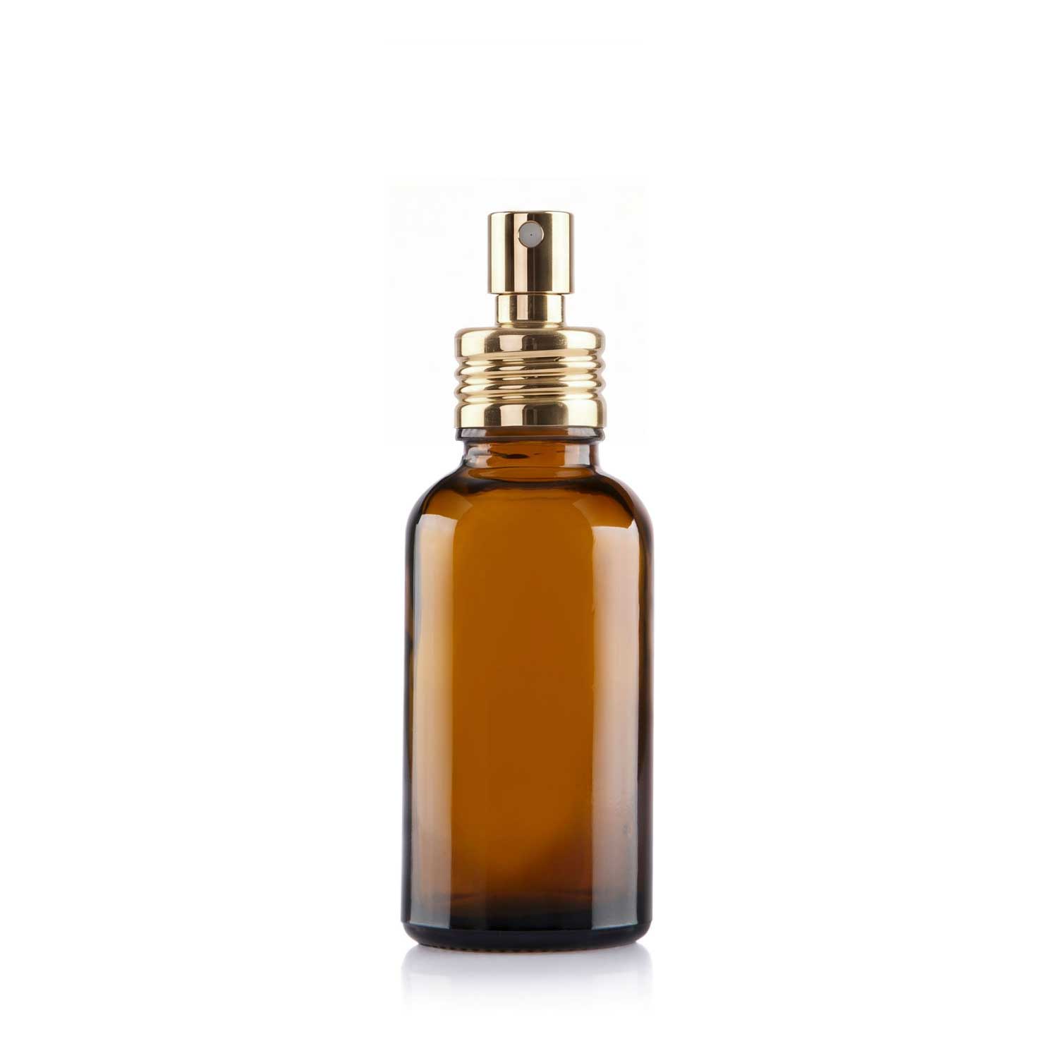 30ml Amber Glass Bottle with Gold Fine Mist Spray