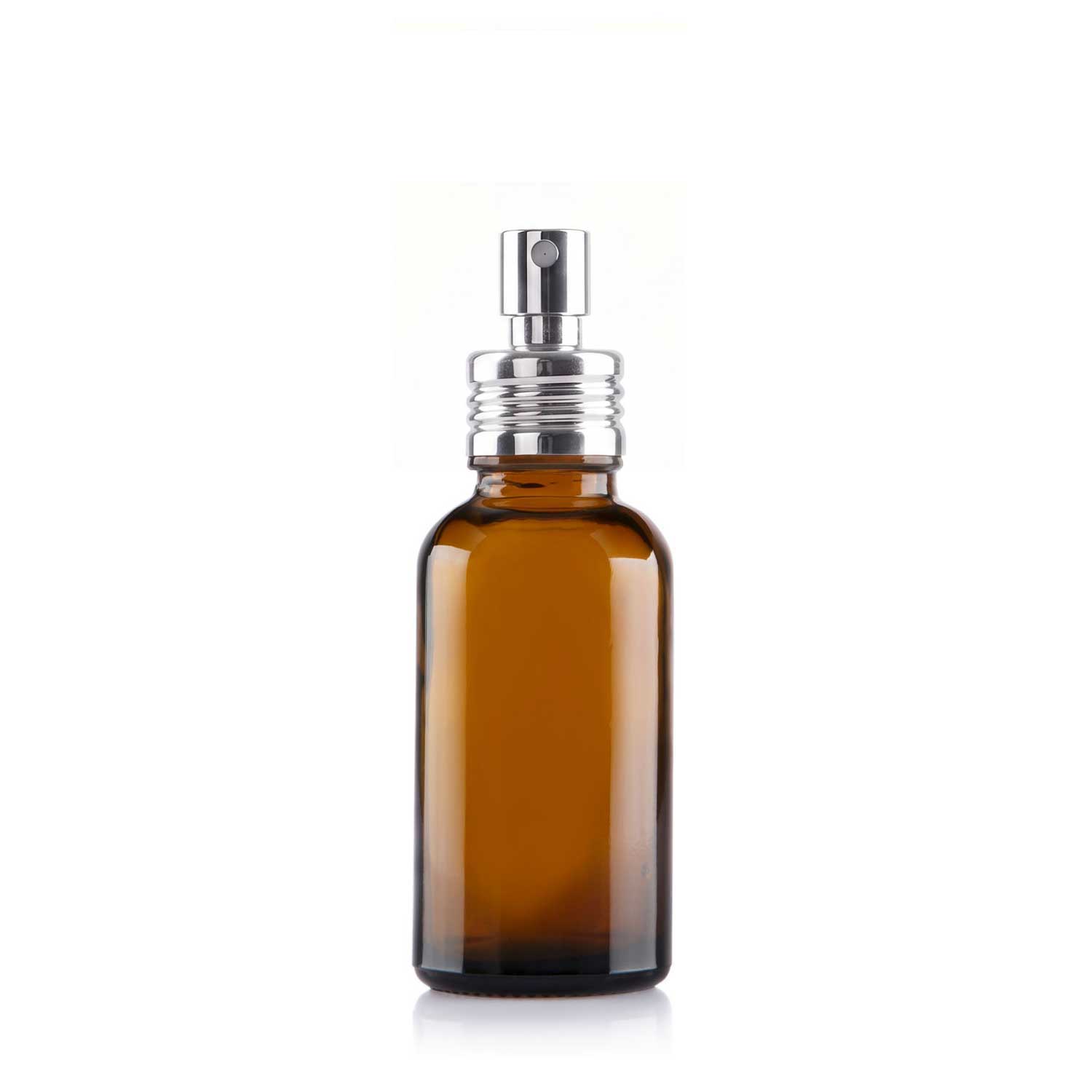 30ml Amber Glass Bottle with Silver Fine Mist Spray