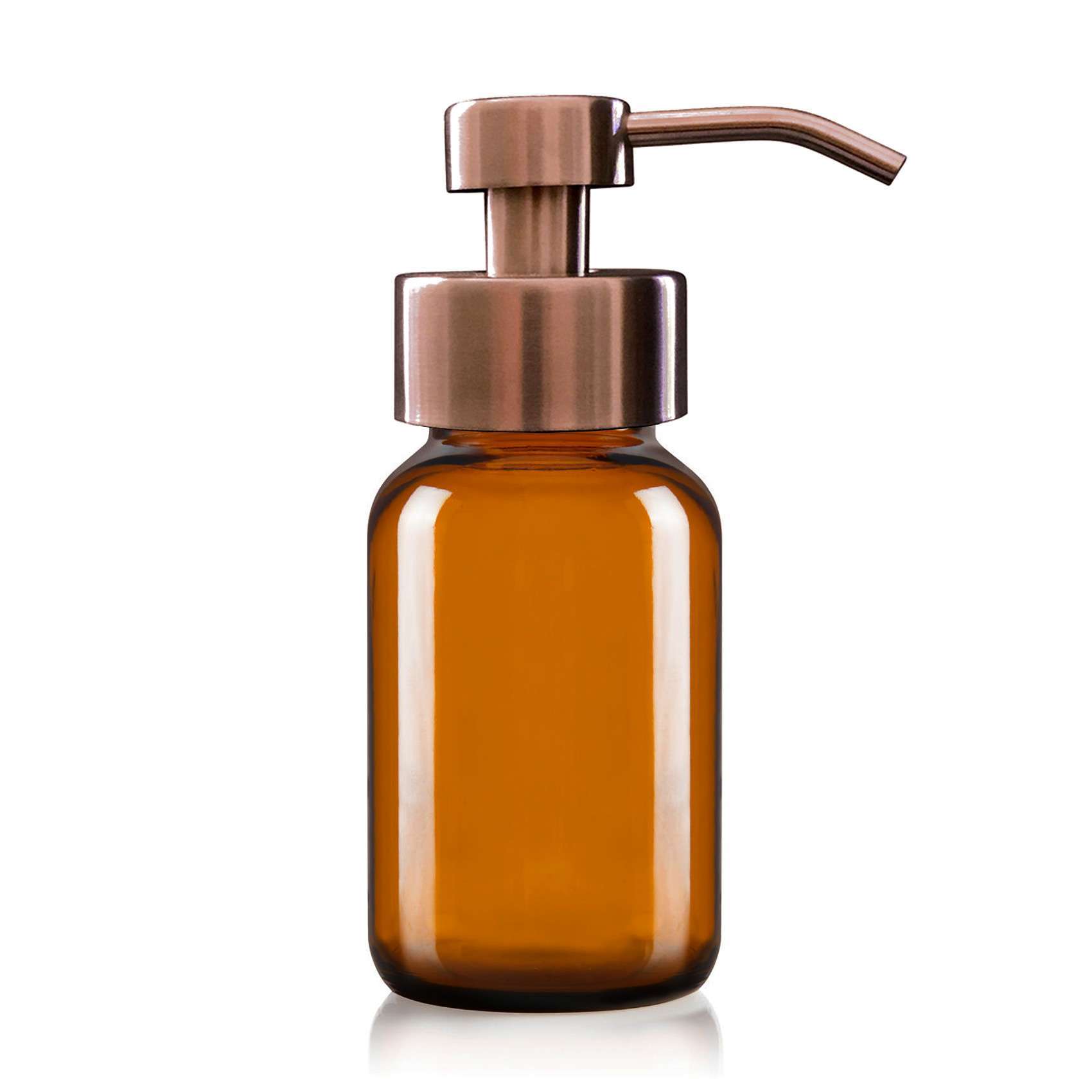 250ml Amber Glass Foaming Soap Dispenser with Copper Pump image 0