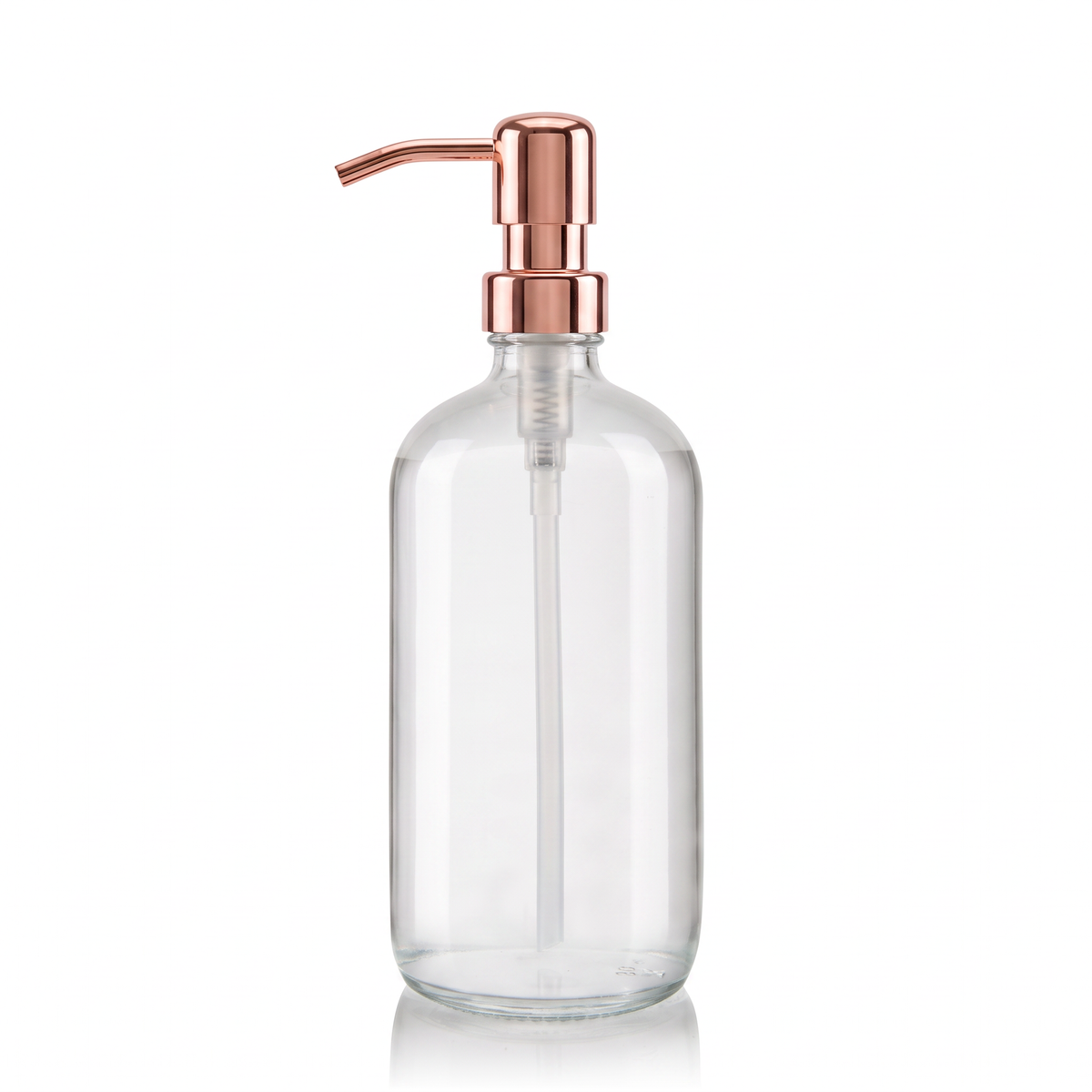 500ml Flint Glass Boston Soap Dispenser with Rose Gold Pump