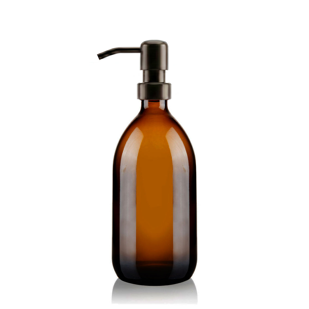500ml Amber Glass Tulip Soap Dispenser with Matt Black Pump