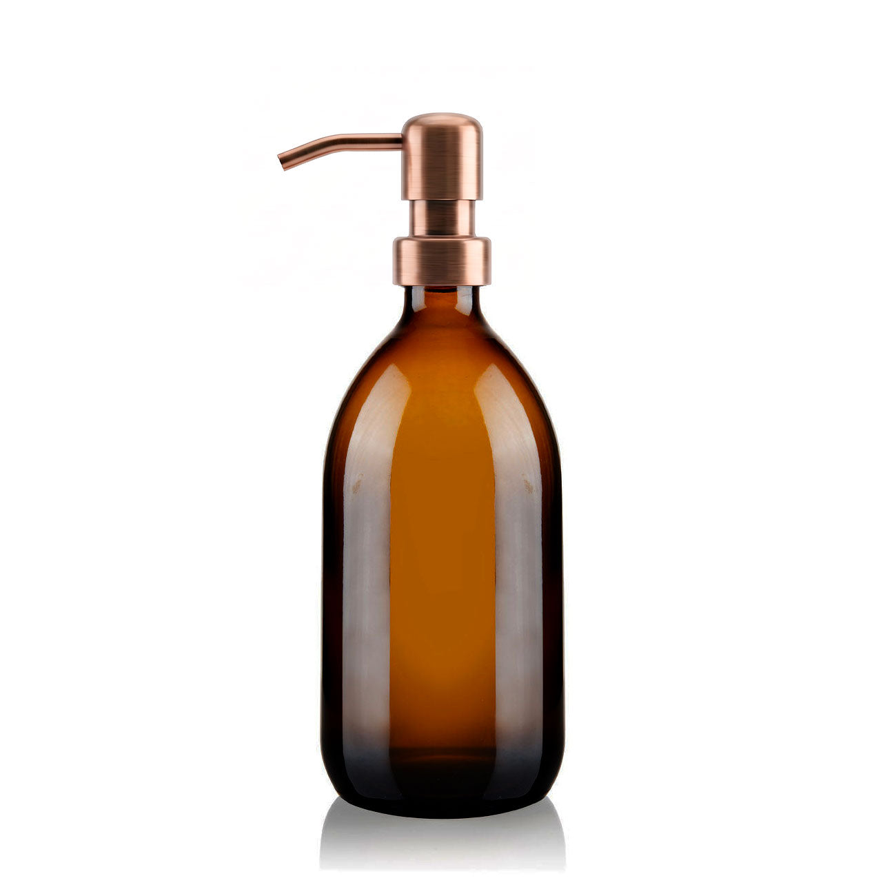 500ml Amber Glass Tulip Soap Dispenser with Copper Pump