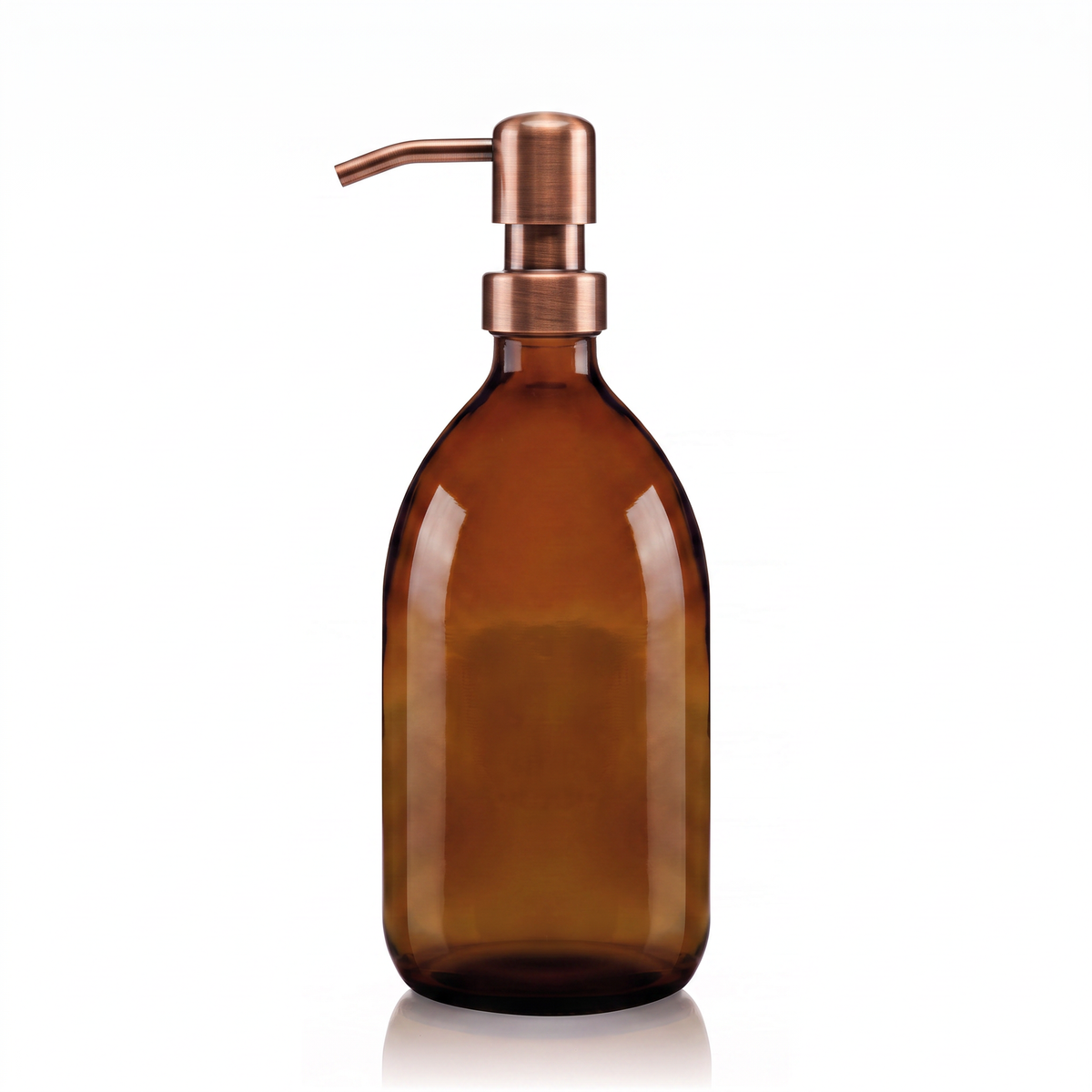 500ml Amber Glass Tulip Soap Dispenser with Copper Pump