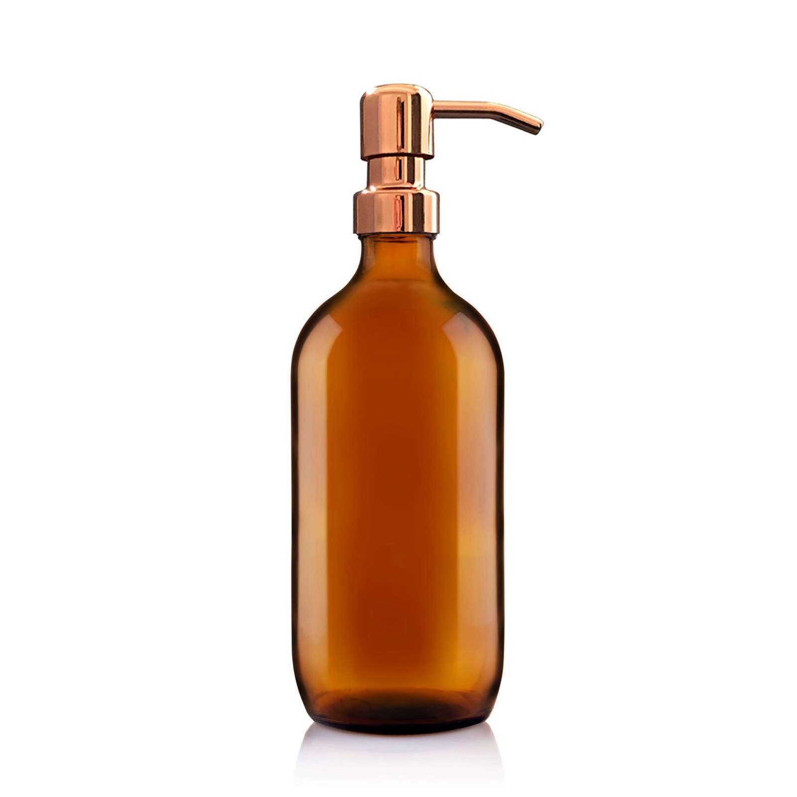 500ml Amber Glass Soap Dispenser with Rose Gold Pump image 0