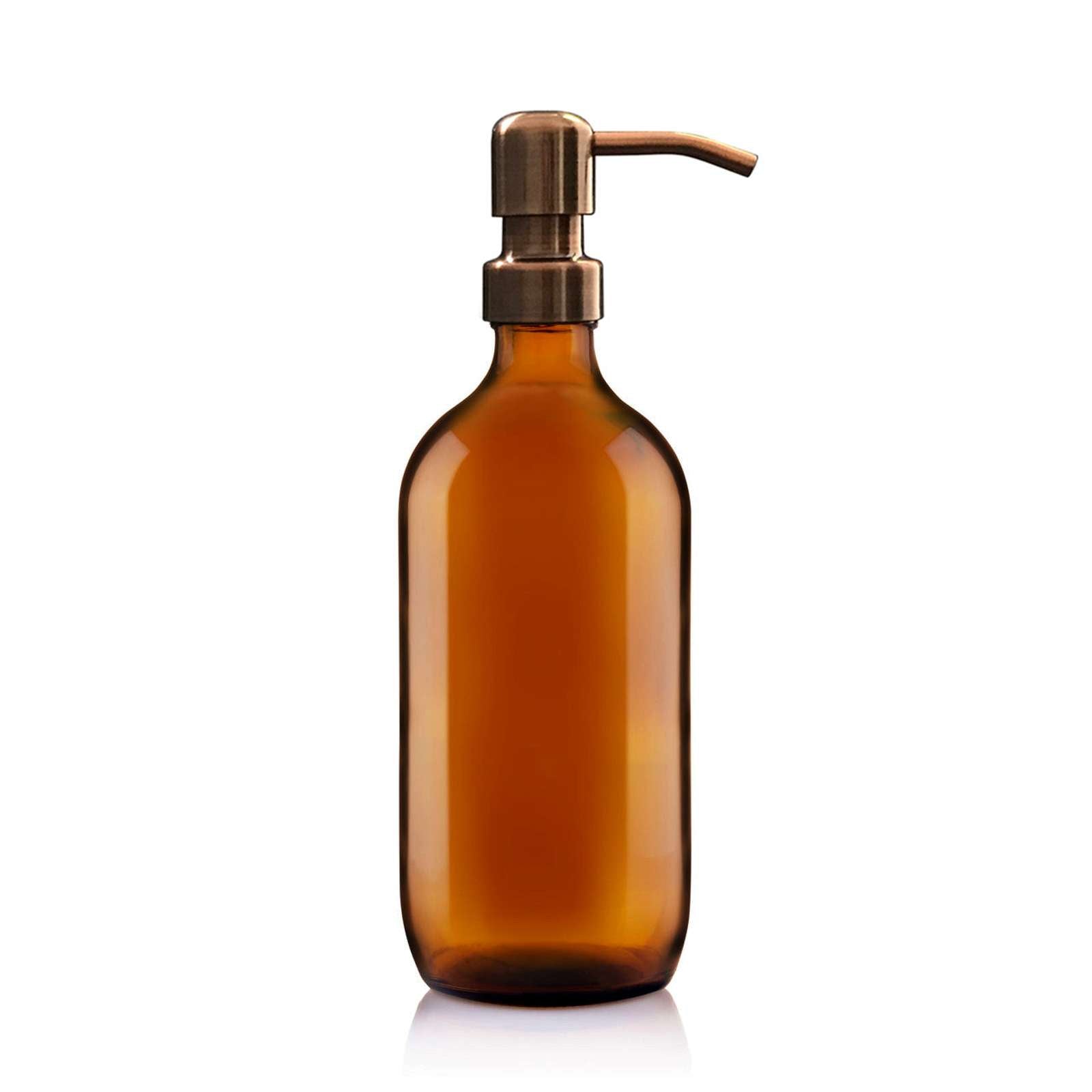 500ml Amber Glass Soap Dispenser with Copper Pump image 0