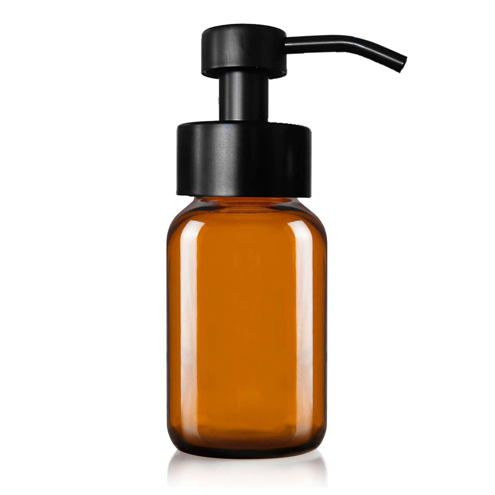 250ml Amber Glass Foaming Soap Dispenser with Matt Black Pump image 0