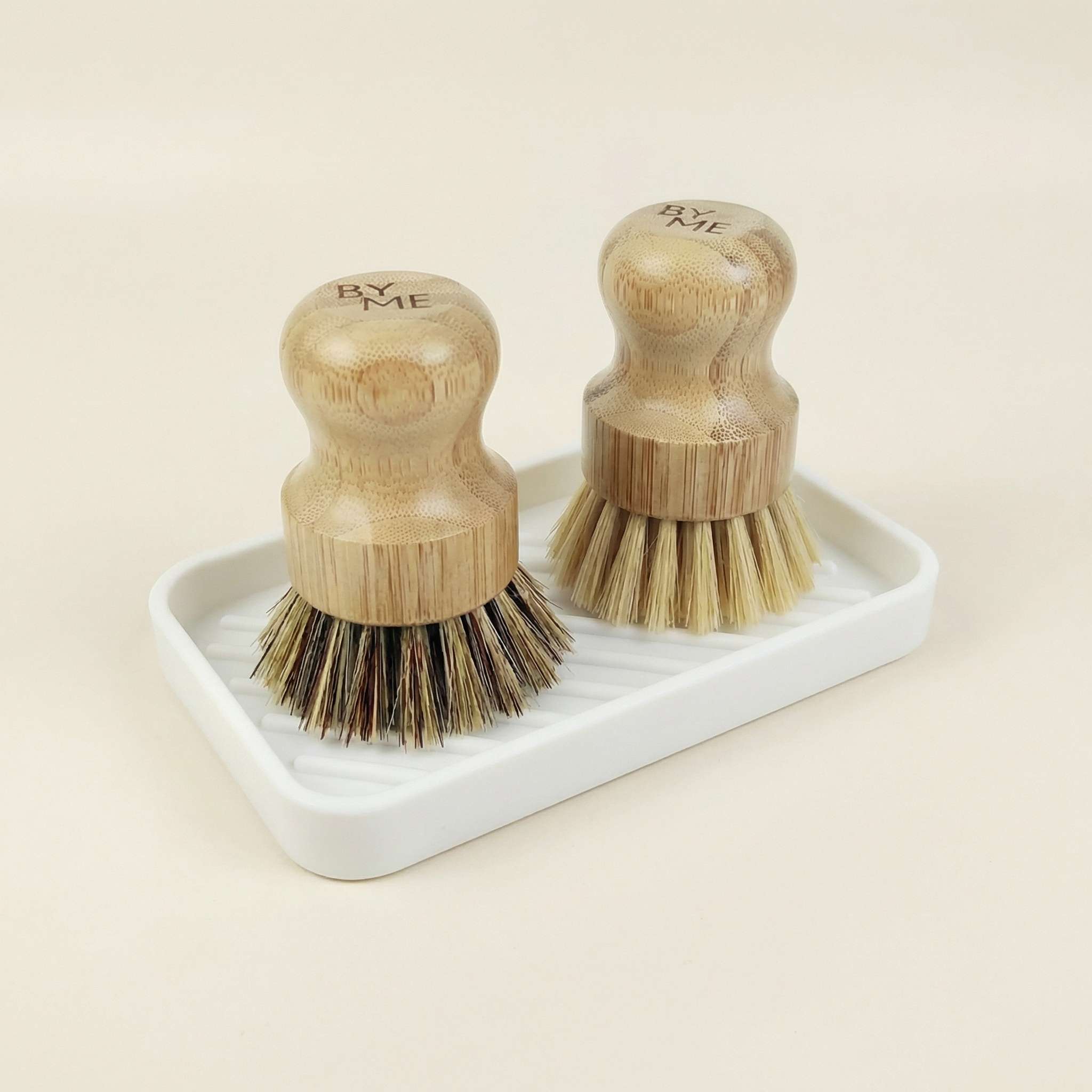 Bamboo Pot Scrubber Set with White Silicone Drip Tray image 0