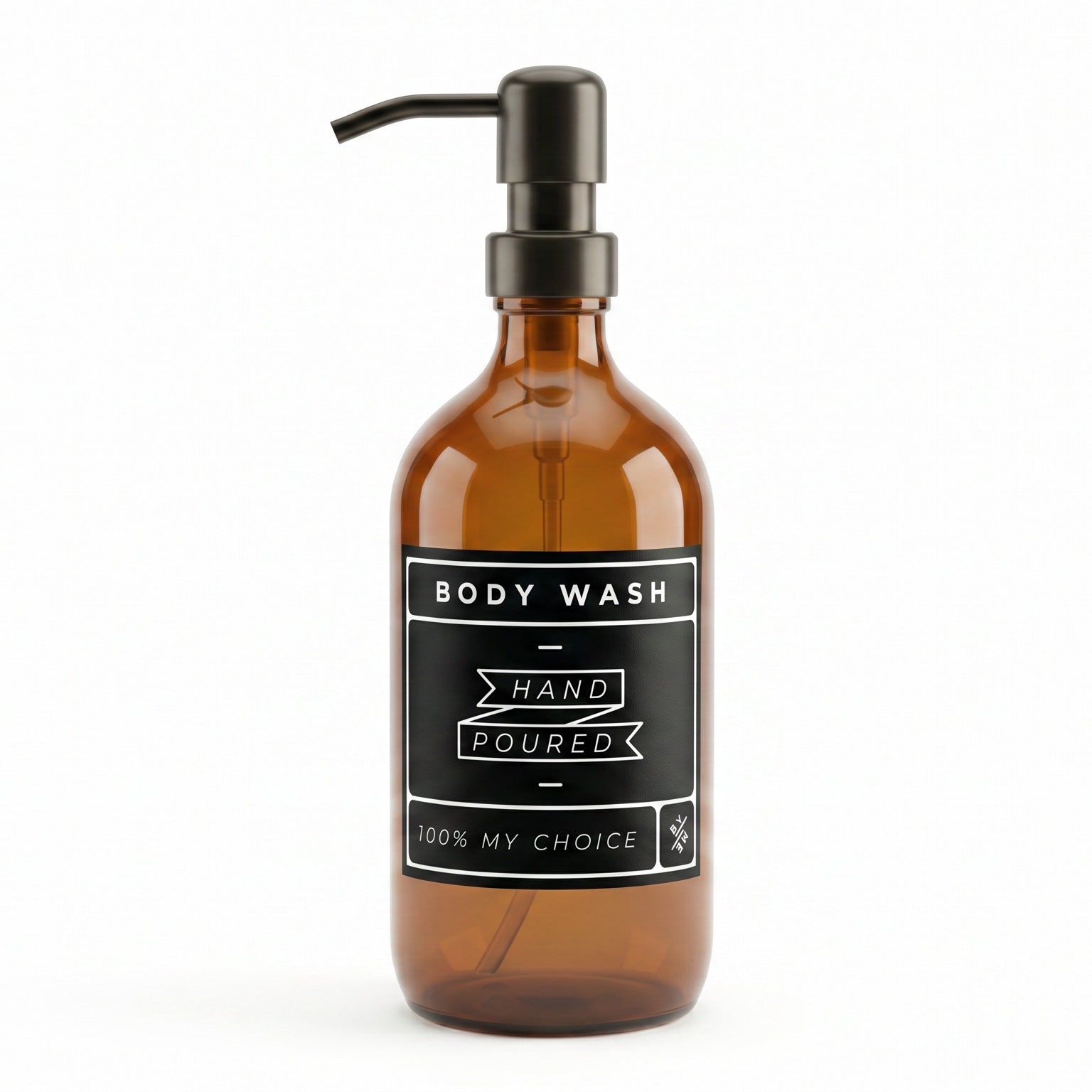 500ml Amber Glass Soap Dispenser with Body Wash Decal