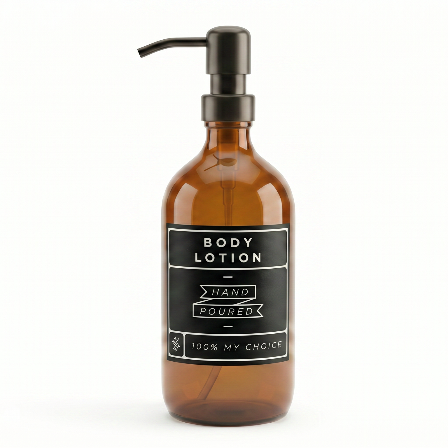 500ml Amber Glass Dispenser with Body Lotion Decal