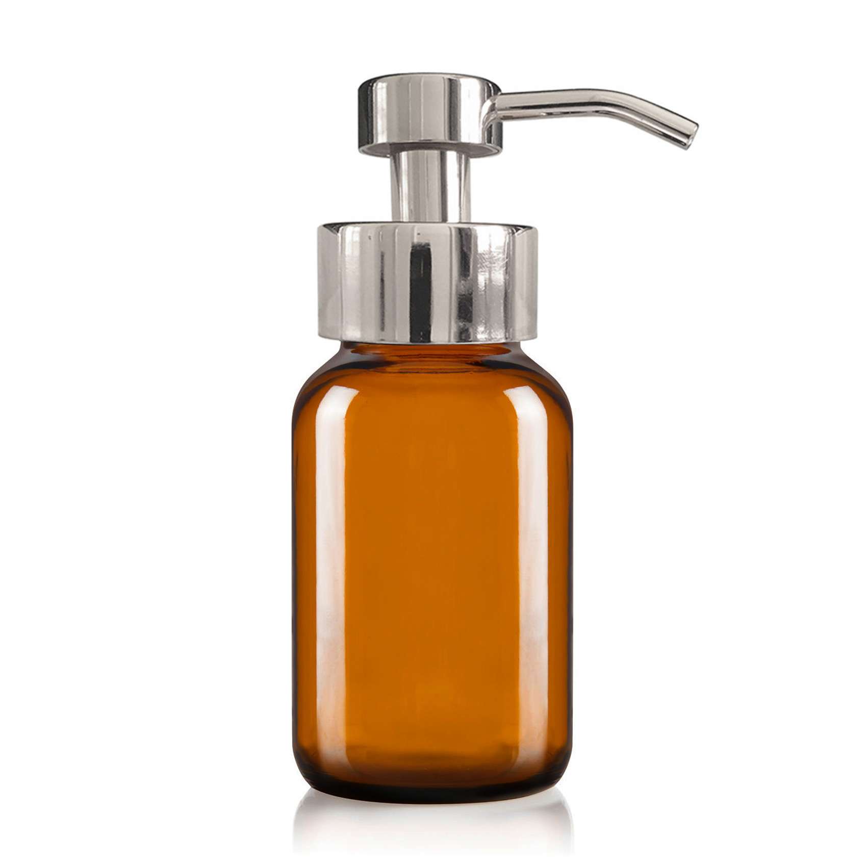 250ml Amber Glass Foaming Soap Dispenser with Chrome Pump image 0