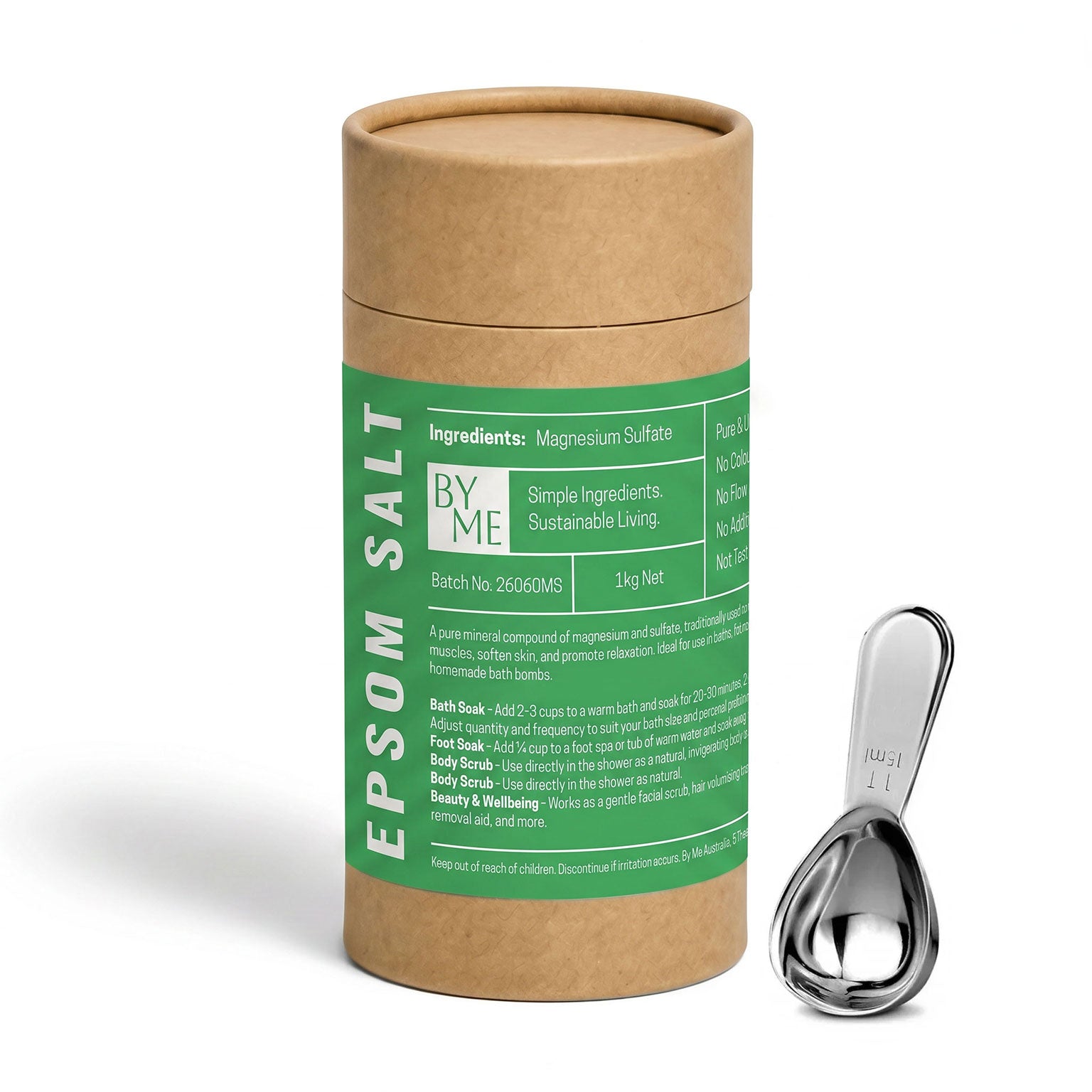 Premium Grade Epsom Salt (Magnesium Sulfate) 1kg Tub + Spoon