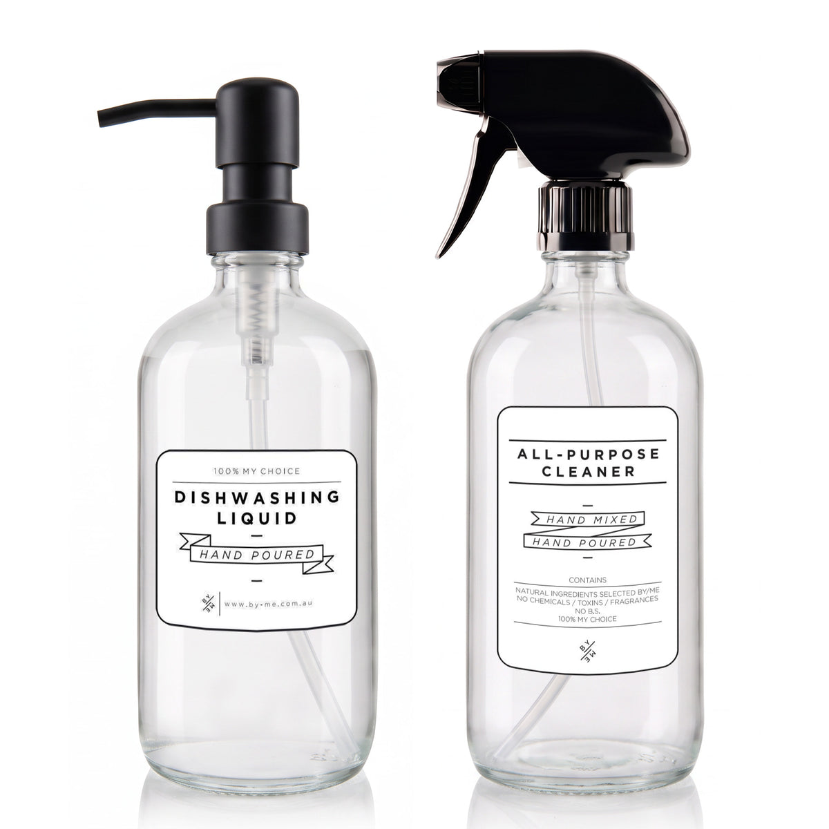 500ml Flint Glass Kitchen Bottle Set with Reusable Cling-Static Labels