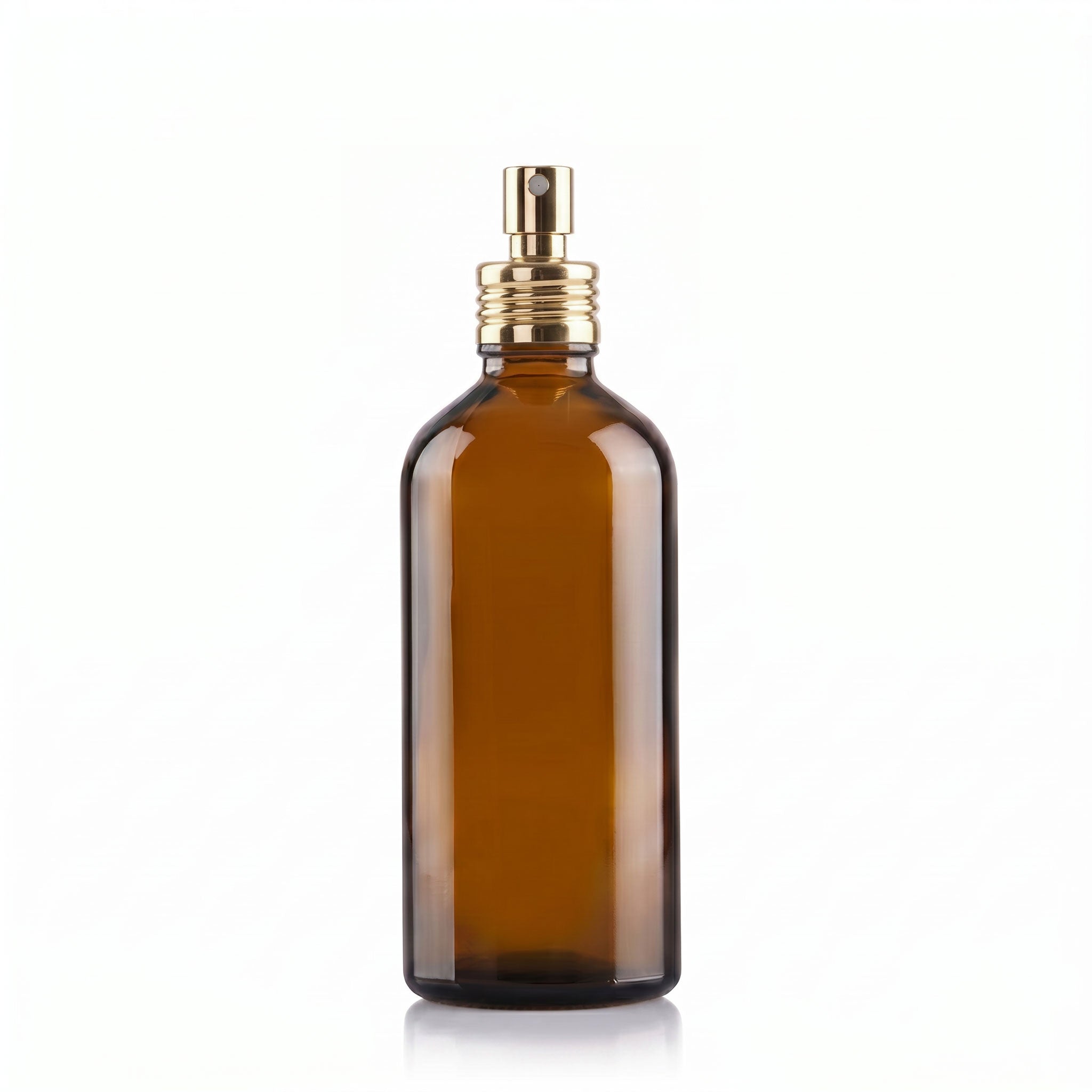 100ml Amber Glass Bottle with Gold Fine Mist Spray