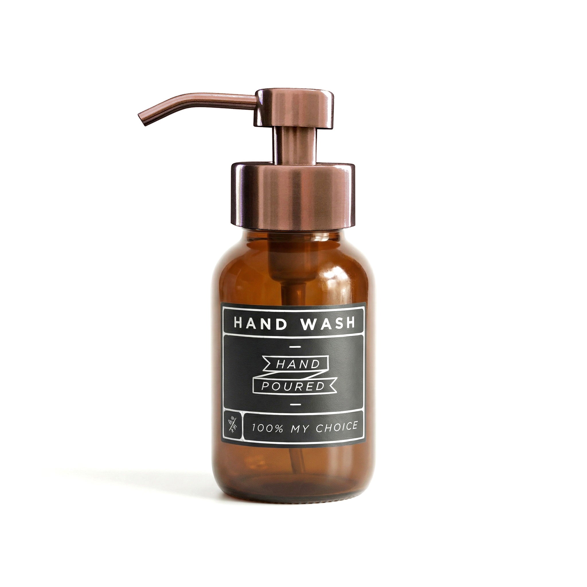 250ml Amber Glass Foaming Soap Dispenser with Copper Pump & Decal