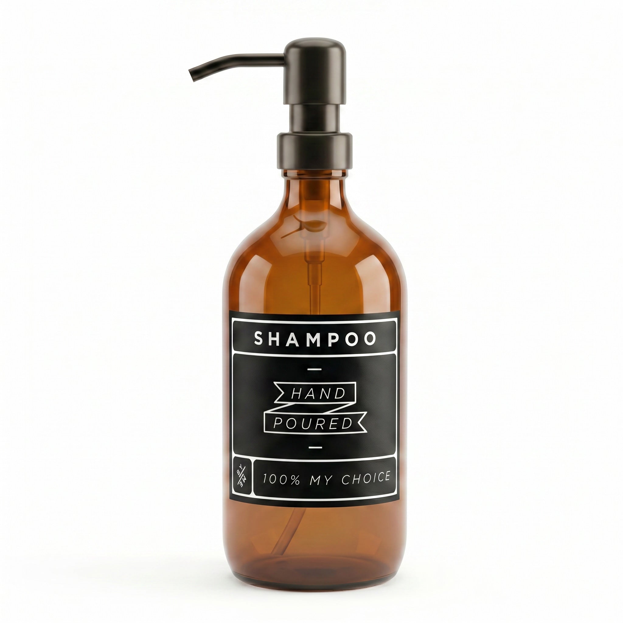 500ml Amber Glass Dispenser with Shampoo Decal