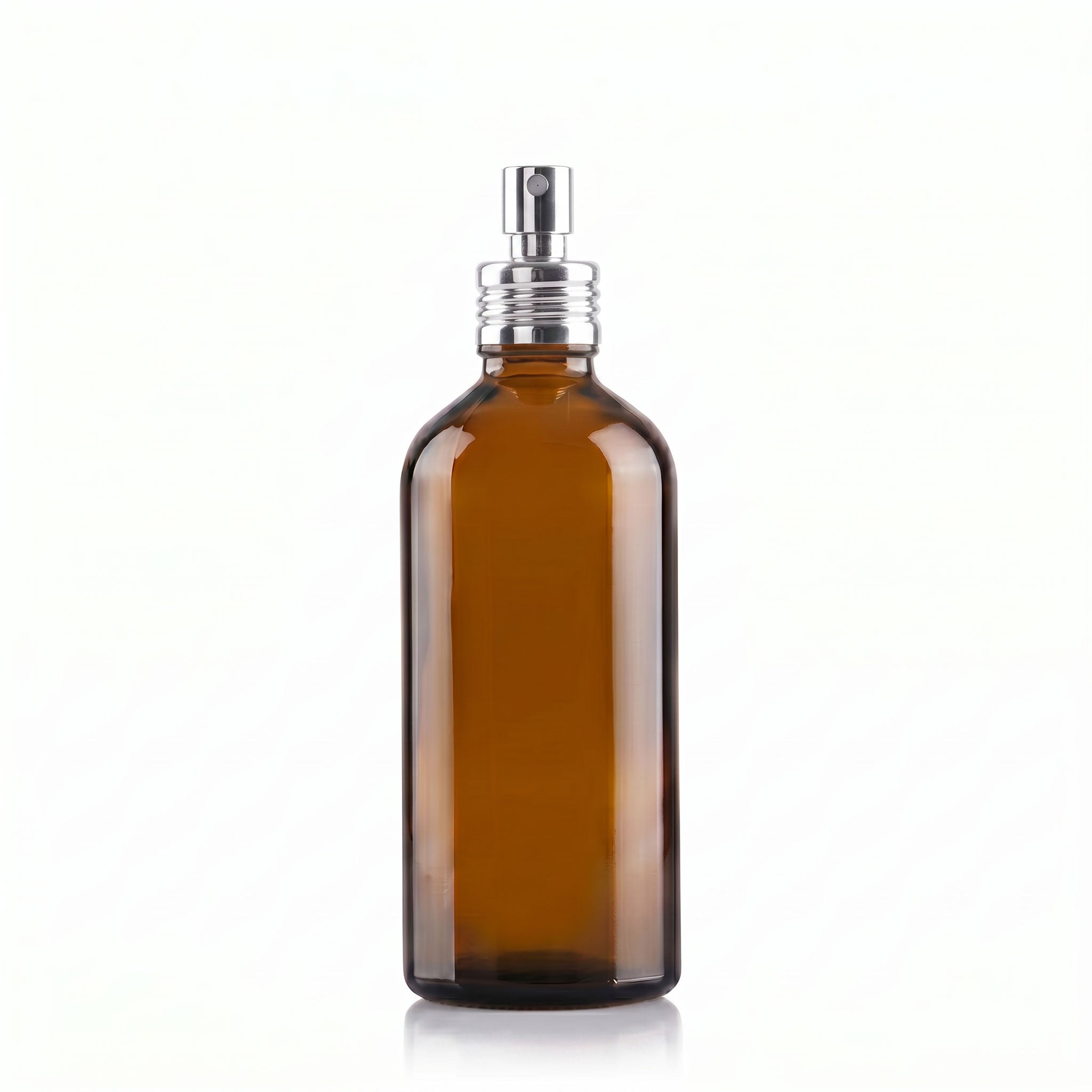 100ml Amber Glass Bottle with Silver Fine Mist Spray